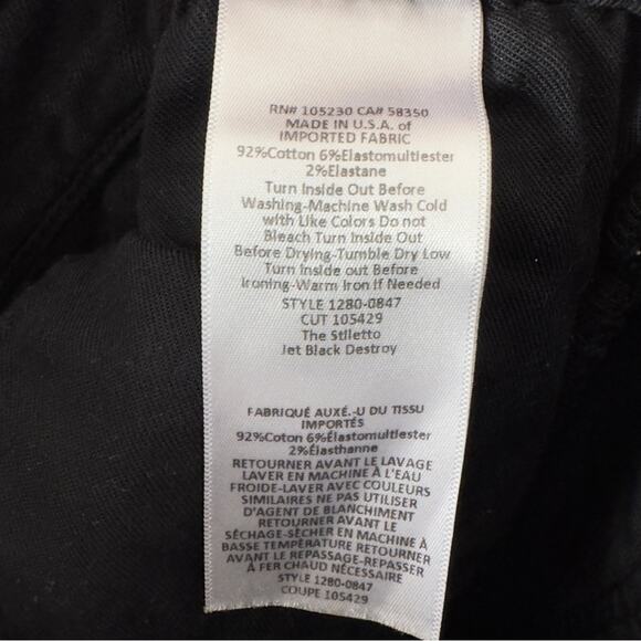 Current/Elliott The Stiletto Jeans in Jet Black Destroy Skinny Distressed crop - Picture 13 of 14